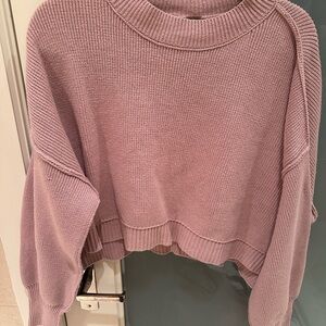 Free People Pink Cropped Sweater